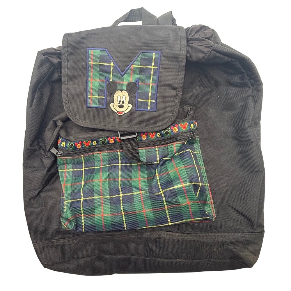 Mickey Unlimited Disney Vintage Mickey Mouse Plaid Backpack 90s Retro